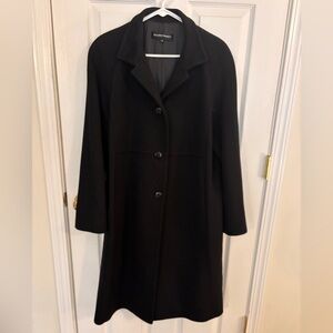 100% Cashmere Classic Black Pea Coat Luxury Size 14